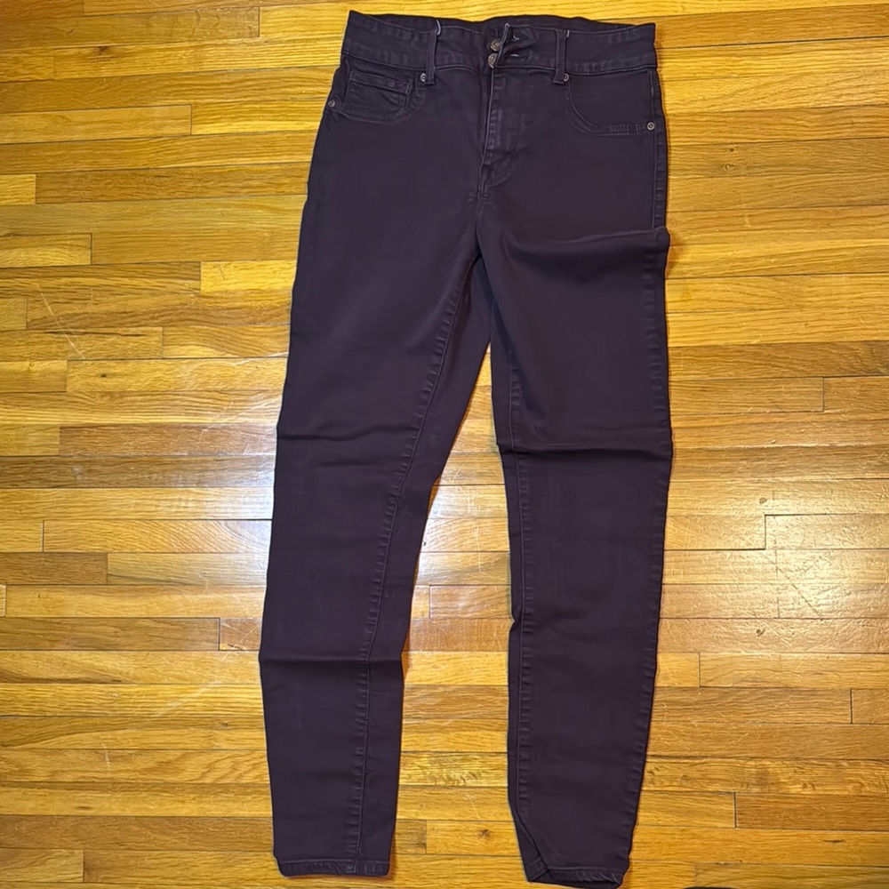 Maurices Maroon Skinny Jeans High Waist Tapered Fit